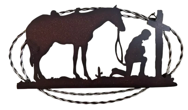 Cowboy Praying Silhouette Logo